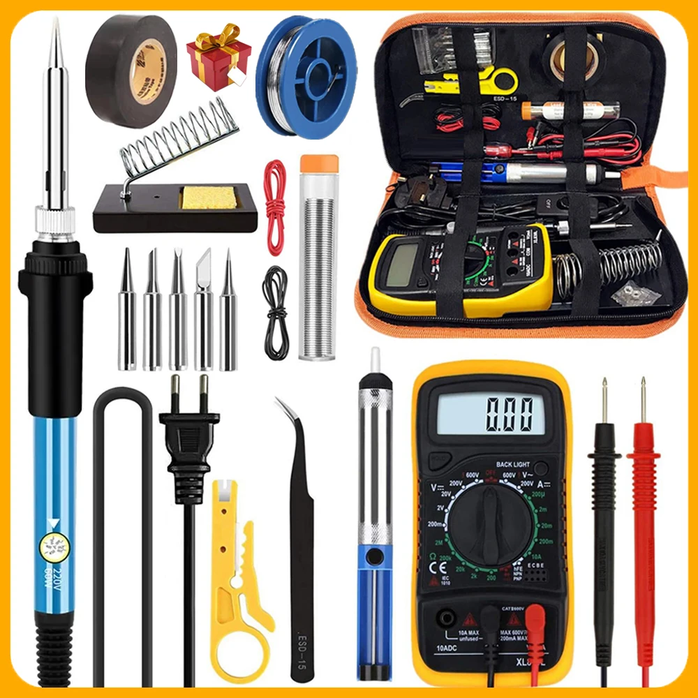 Kit de fer à souder électrique 2026 (10 en 1, 16 en 1, 20 en 1) 60W avec température ajustable et pointe interchangeable