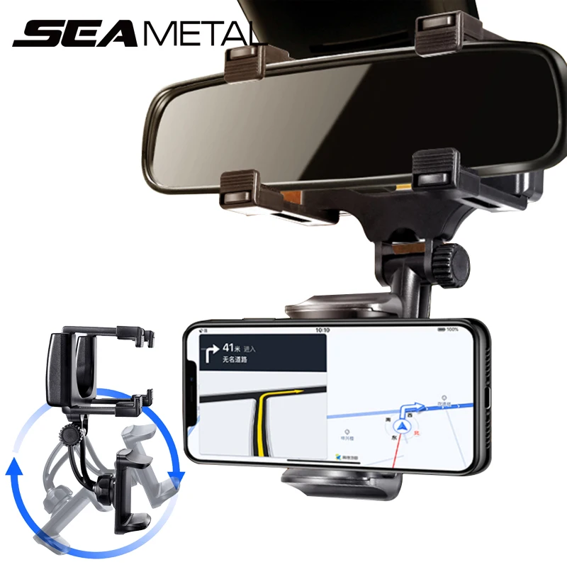 Support de téléphone SEAMETAL pour rétroviseur auto – Rotation libre et ajustement flexible