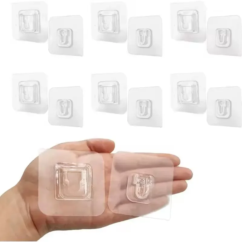 Crochets adhésifs double face transparents sans trace pour la cuisine et la chambre