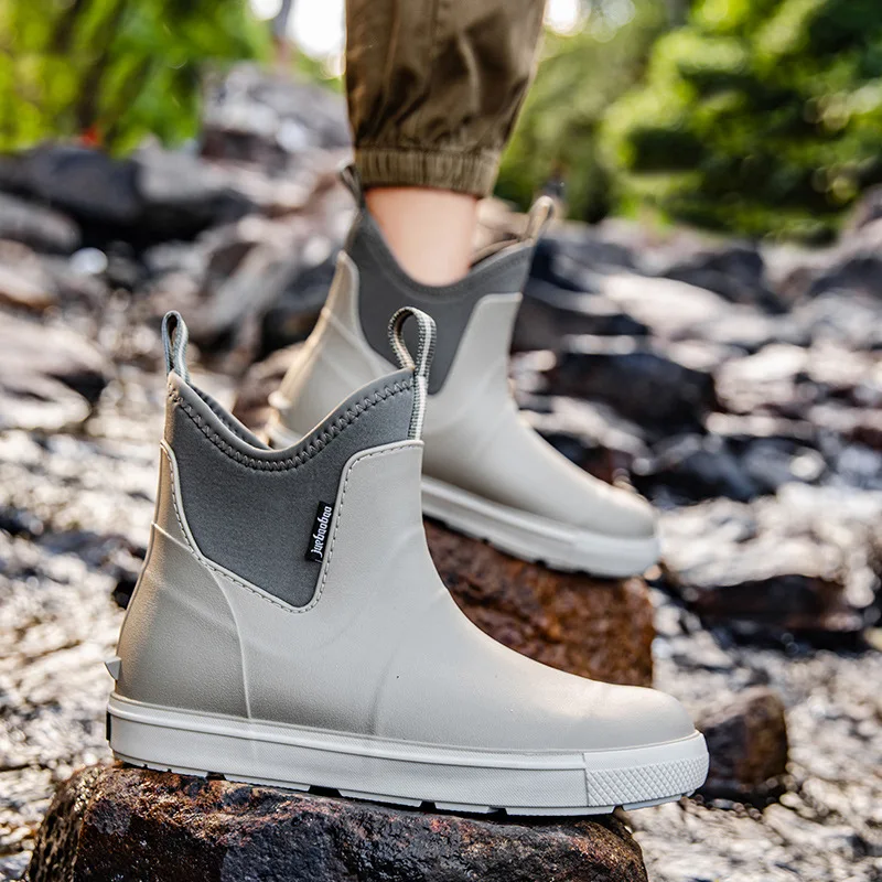 Bottes de pluie pour hommes antidérapantes imperméables PVC avec semelle EVA