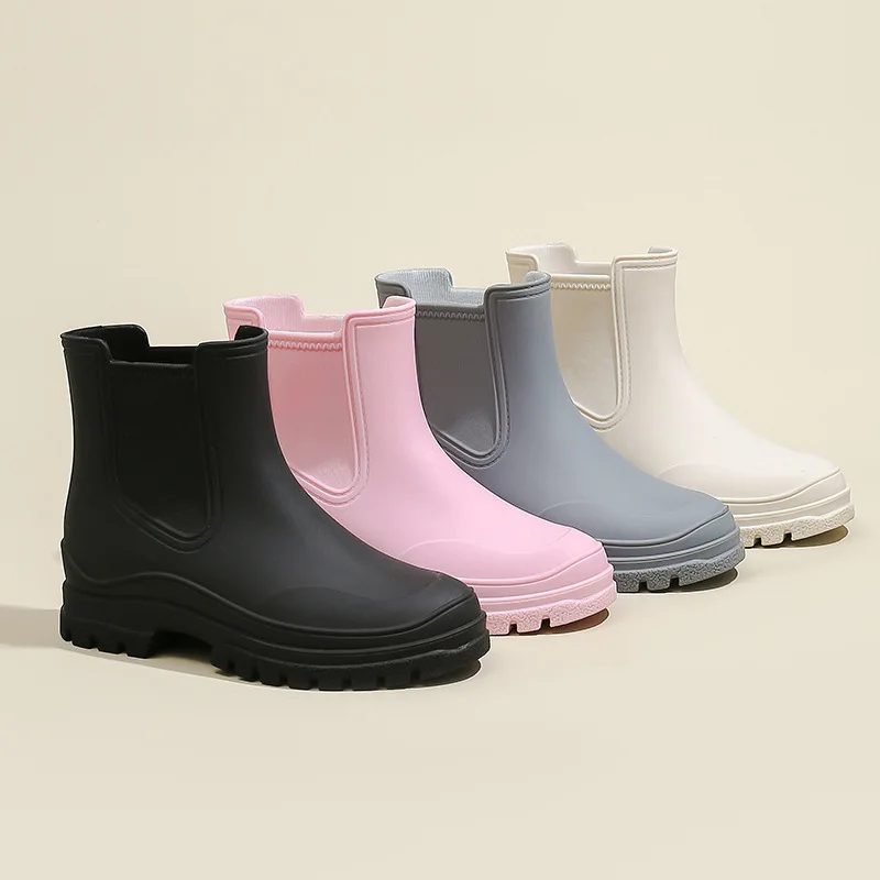 Bottes de pluie pour femmes - Caoutchouc imperméable Chelsea avec semelle antidérapante