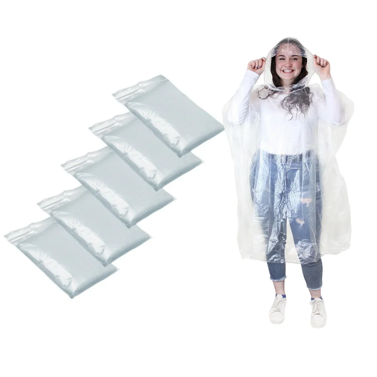 12 pièces de imperméables jetables transparents pour adultes - Poncho de pluie portable pour randonnée, montagne et voyage