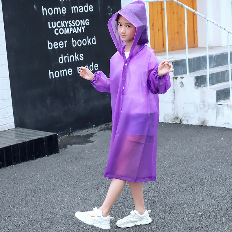 Imperméable à capuchon pour enfants – Poncho de pluie transparent unisexe