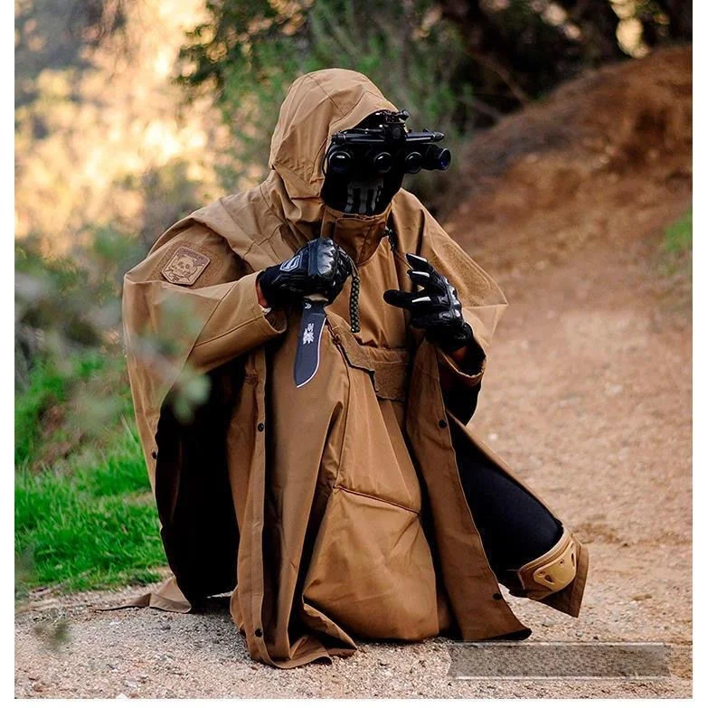 Poncho de pluie tactique imperméable pour camping, randonnée et pêche