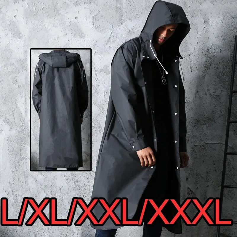 Imperméable noir à capuchon unisexe pour adultes - Randonnée, pêche et montagne
