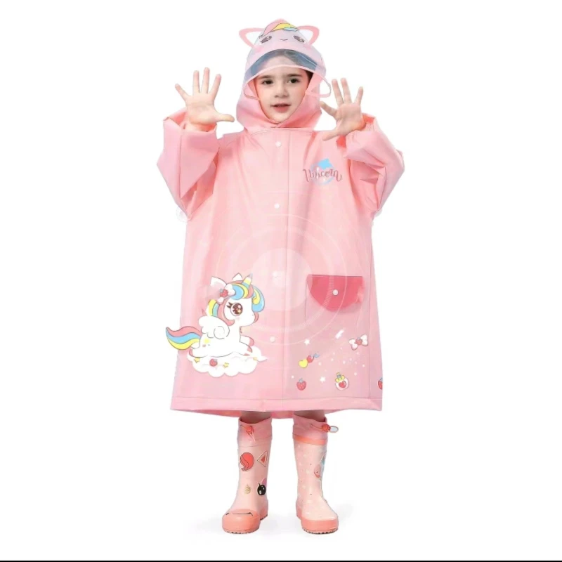 Imperméable amusant pour enfants avec motifs dinosaure ou licorne – Poncho de pluie avec espace pour le sac à dos
