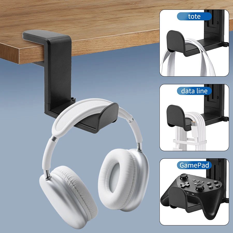 Support de casque gaming avec bras rotatif 360° et pince de bureau