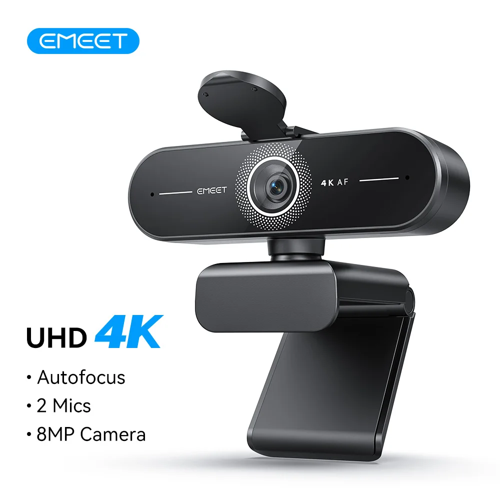 Webcam EMEET 4K/1080P pour PC et ordinateur avec autofocus PDAF et microphones doubles