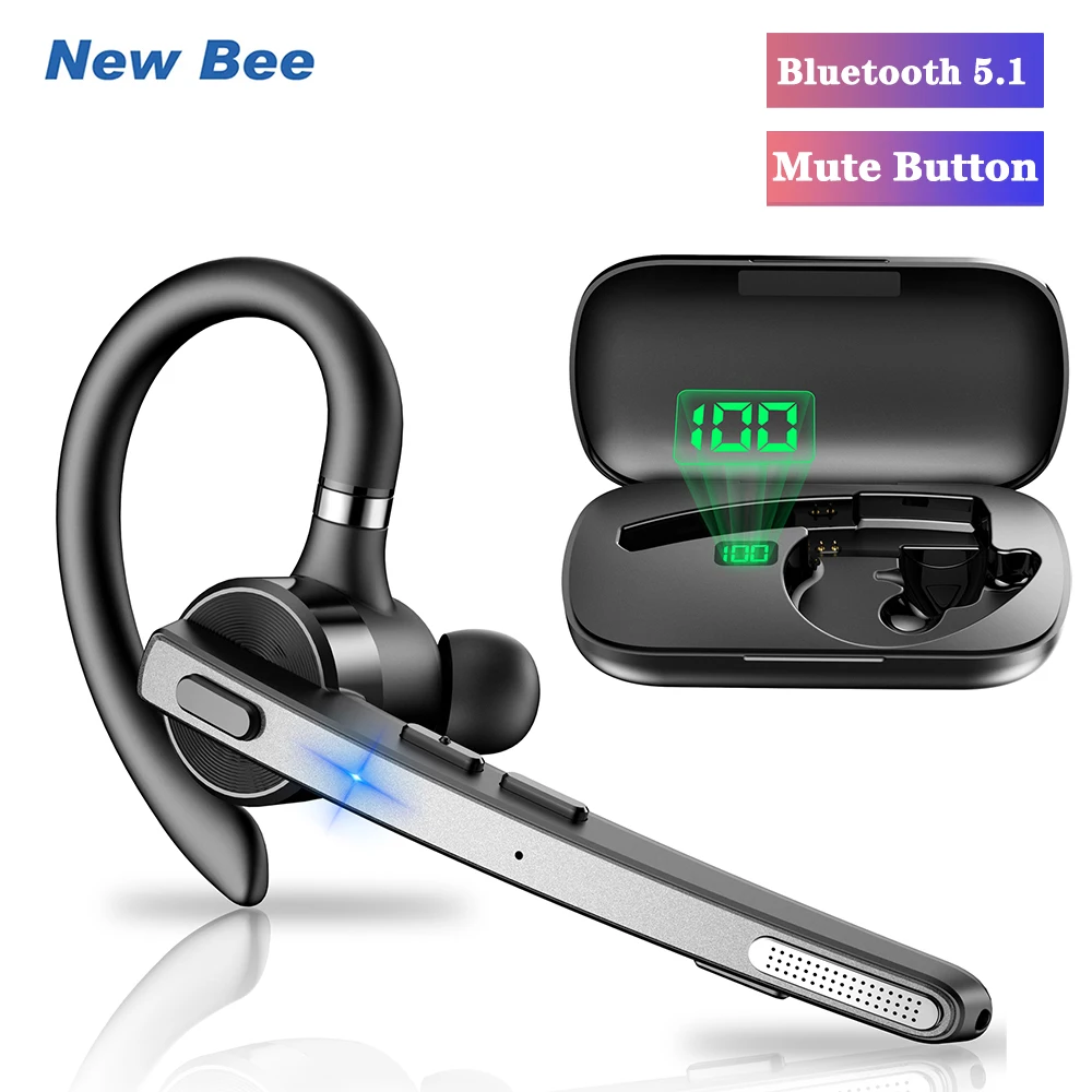 Casque Bluetooth New Bee M53 sans fil avec microphones doubles et suppression de bruit pour conducteurs et bureaux