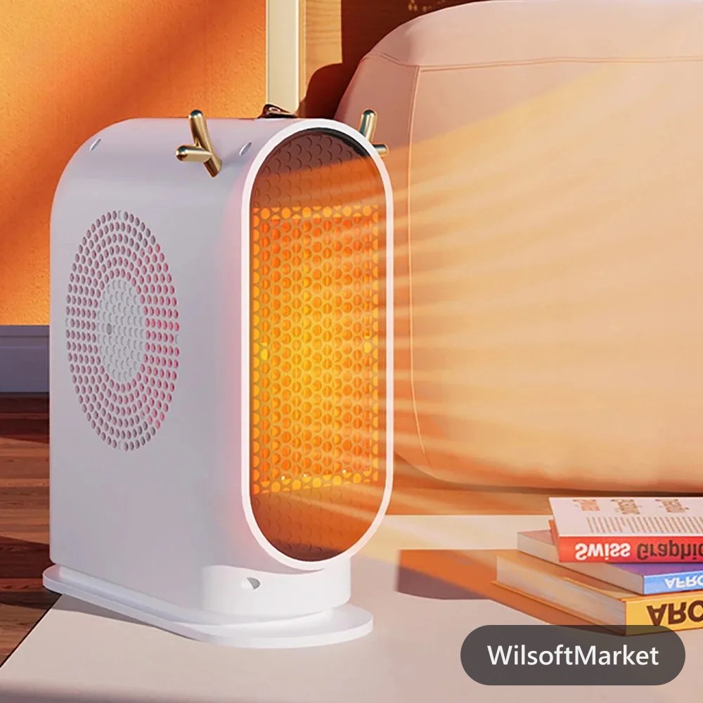 Radiateur électrique de bureau 500W - Chauffage portatif avec thermostat intelligent et ventilateur pour l'hiver