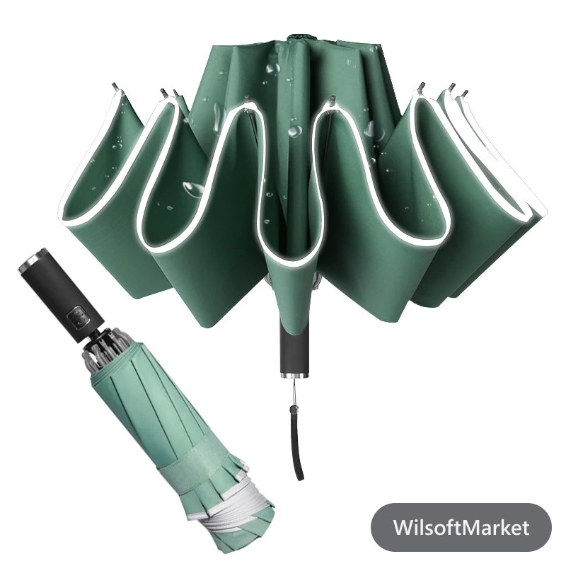 Parapluie pliant inversé automatique pour hommes et femmes - Voyage, pluie, imperméable et pare-vent - Parapluie commercial 10 baleines - Protection soleil et pluie