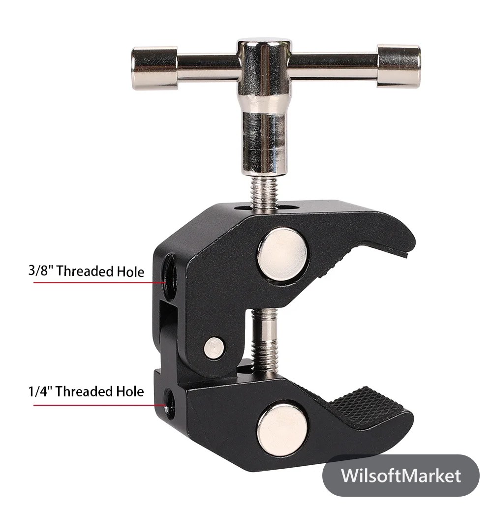 Pince à Crabe Multifonctionnelle Anti-Glissement Réglable - Accessoire d'Équipement Photographique pour Moniteur, Lumière DEL, Caméra et Support