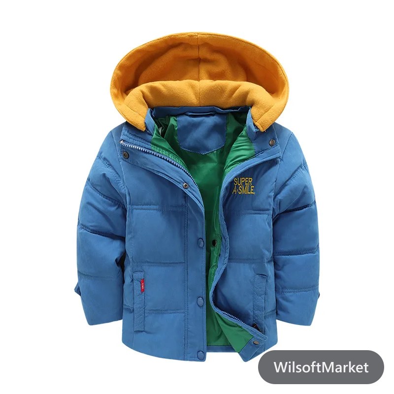 Manteau d'hiver 2025 pour garçons avec panneaux renforcés, doublure épaisse et protection contre le froid, coupe-vent à capuchon pour enfants de 3 à 10 ans