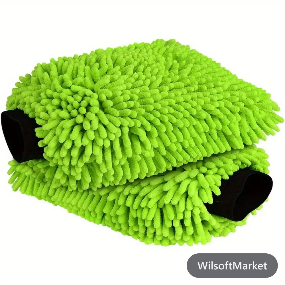Gant de nettoyage automobile électrique en microfibre, ensemble de 1-2 pièces sans égratignures et sans peluches, gants de lavage automobile en microfibre de haute qualité