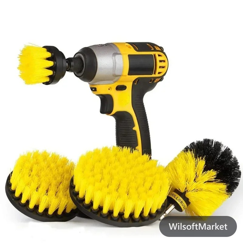 Ensemble de brosses à perceuse pour nettoyage électrique - Kit de brosses pour perceuse avec brosses en nylon pour tapis, verre, pneus de voiture 2/3.5/4''