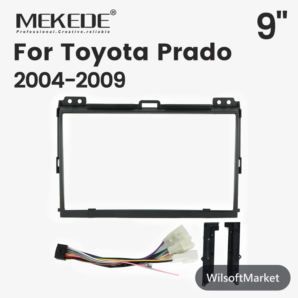 Panneau d'adaptation radio pour Toyota Prado 2004-2009 — Cadre de montage 2 DIN, façade et câbles d'installation