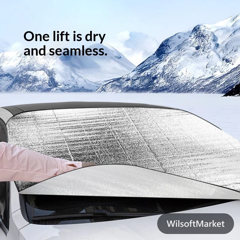 Car Windshield Snow Cover | PE Aluminum Film Winter Ice & Frost Shield | UV Protection & Dustproof Sunshade for Car Windshield