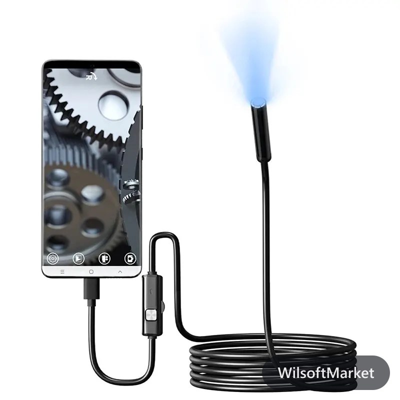 Caméra endoscope USB Type-C 7,0 mm IP67 étanche avec 6 DEL ajustables pour téléphone Android et ordinateur