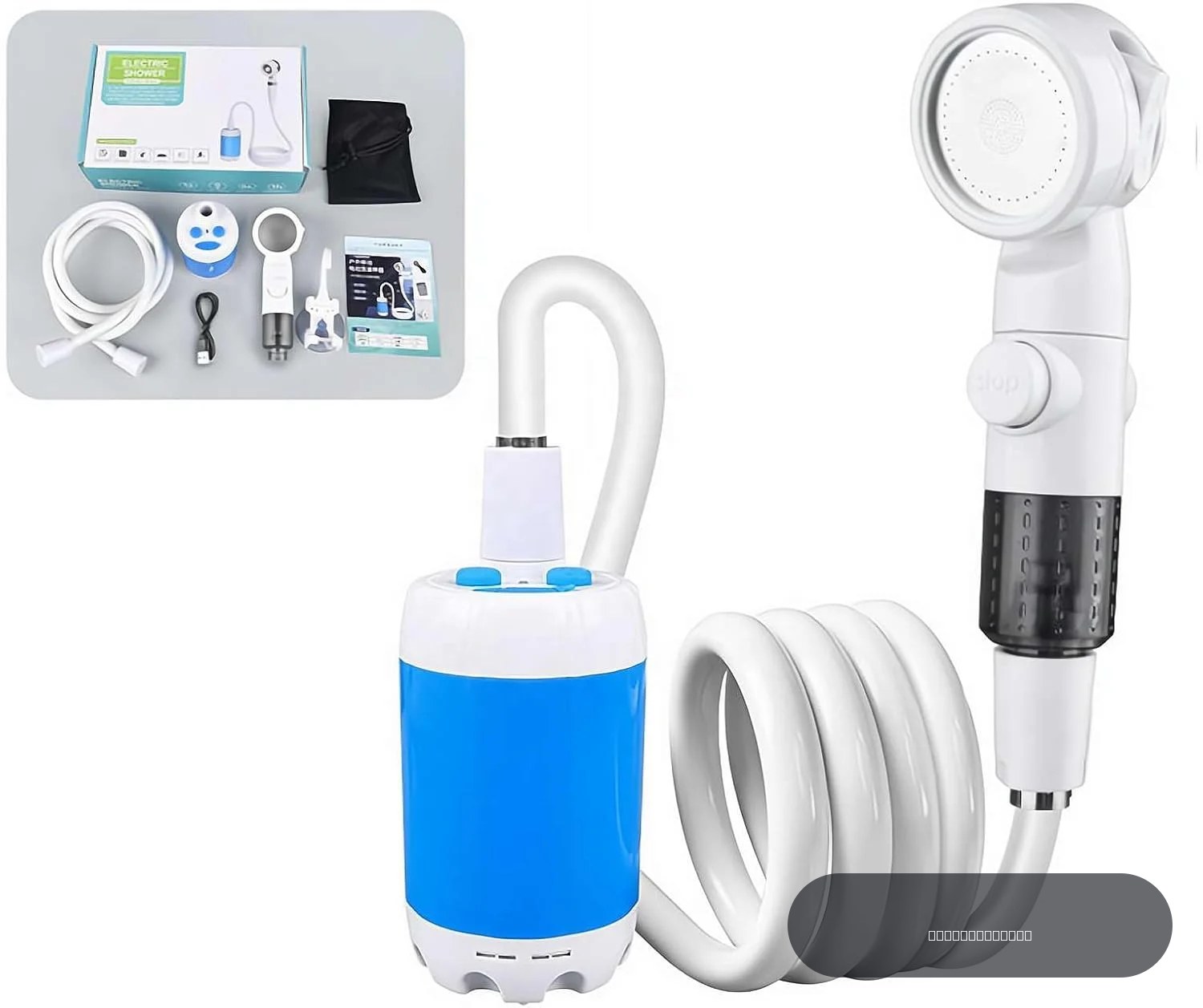 Pompe de douche électrique portable rechargeable PROELIFE pliable 5L IPX5 étanche avec modes de pulvérisation multiples et intelligents pour camping et animaux de compagnie