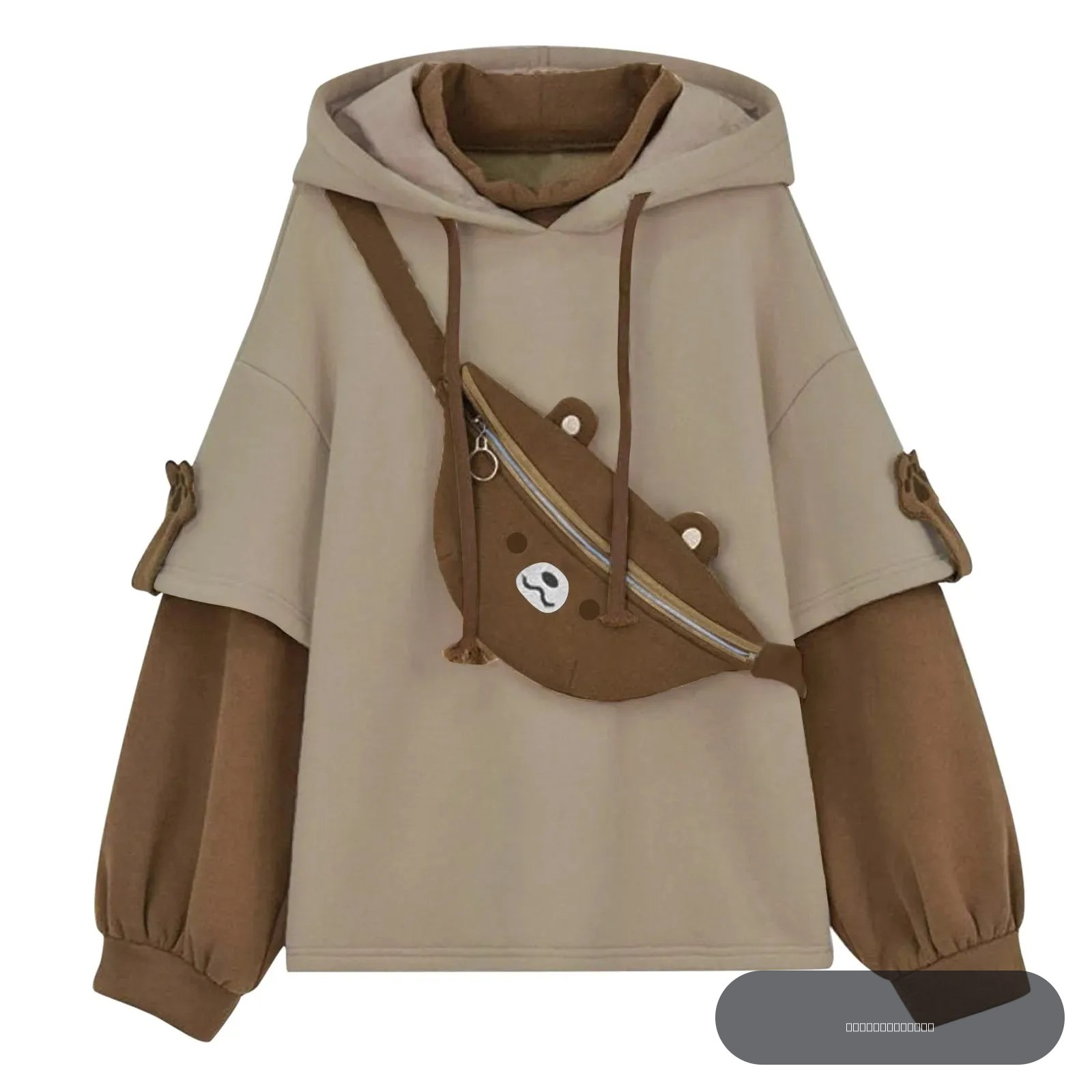 Y2K – Sac à dos en forme d'ours mignon pour femmes, sweat à capuche tendance, Harajuku, ample, décontracté, vêtements de rue japonais, printemps et automne