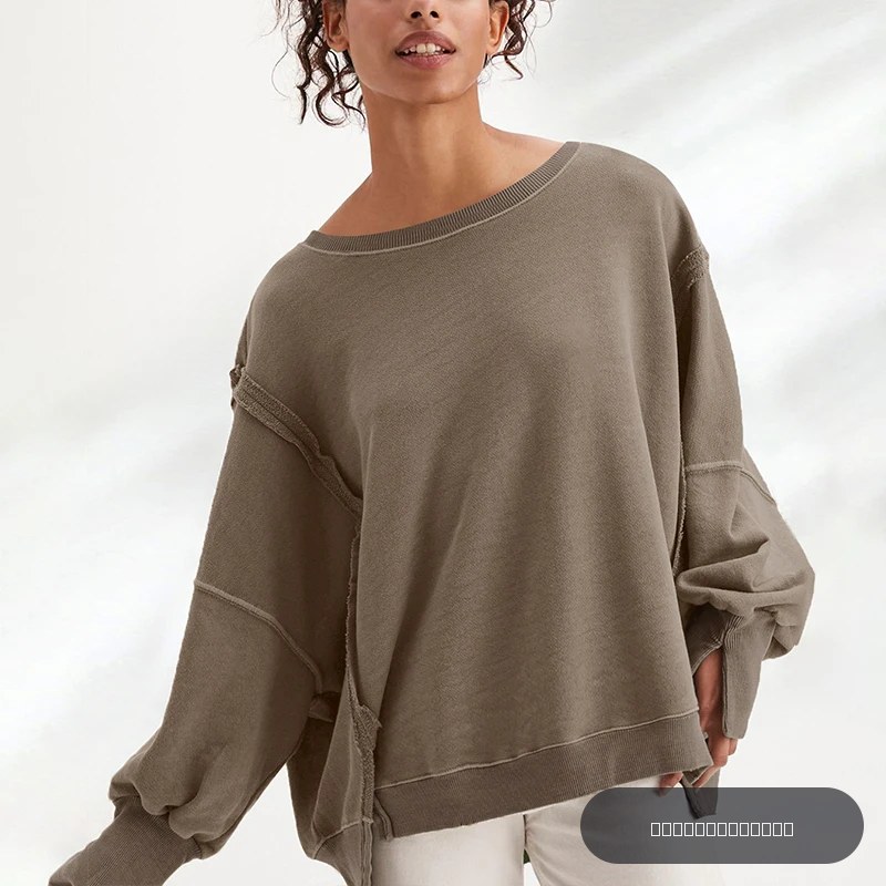 Sweat à capuche patchwork à manches longues pour femmes, pulls respirants, streetwear Harajuku, sweat-shirt 100% coton, vêtements d'automne et d'hiver