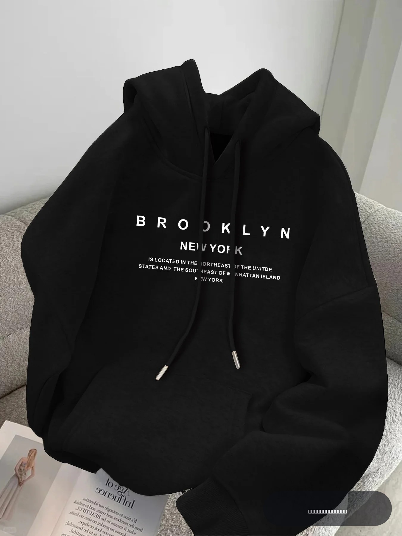 Brooklyn New York sweat à capuche graphique tricot tissu sweat avec poche avant mode décontracté HipHop sweat Harajuku unisexe