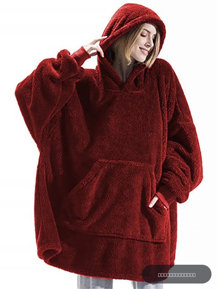 Couverture à capuche avec sourire double face pour hommes et femmes, grande poche, robe surdimensionnée, chaud, couple, adt PVD, nouveau, hiver