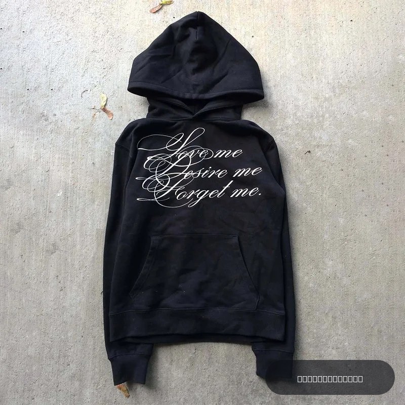 Sweat à capuche oversize imprimé gothique pour femme, collection automne-hiver 2026, avec lettres recto-verso, style streetwear sombre