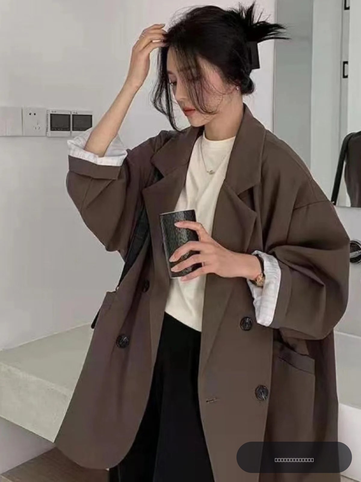 Veste Courte Ample Tendance pour Femme Style Coréen Printemps Automne Nouvelle Collection Élégante Style Collège Col Tendance