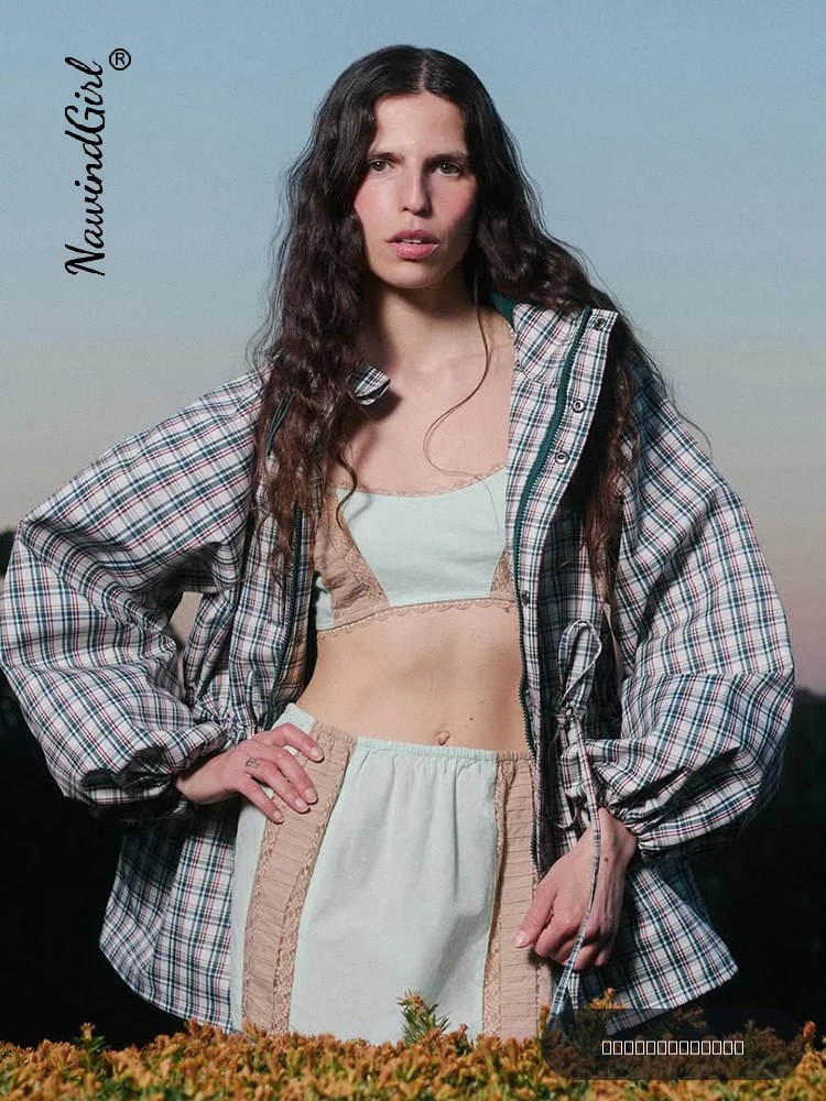 Manteau Décontracté à Carreaux pour Femme, Élégant, à Manches Longues, avec Fermetures Éclair et Poches, Veste Extérieure Féminine Automne Hiver 2026, Veste Polyvalente pour Femme