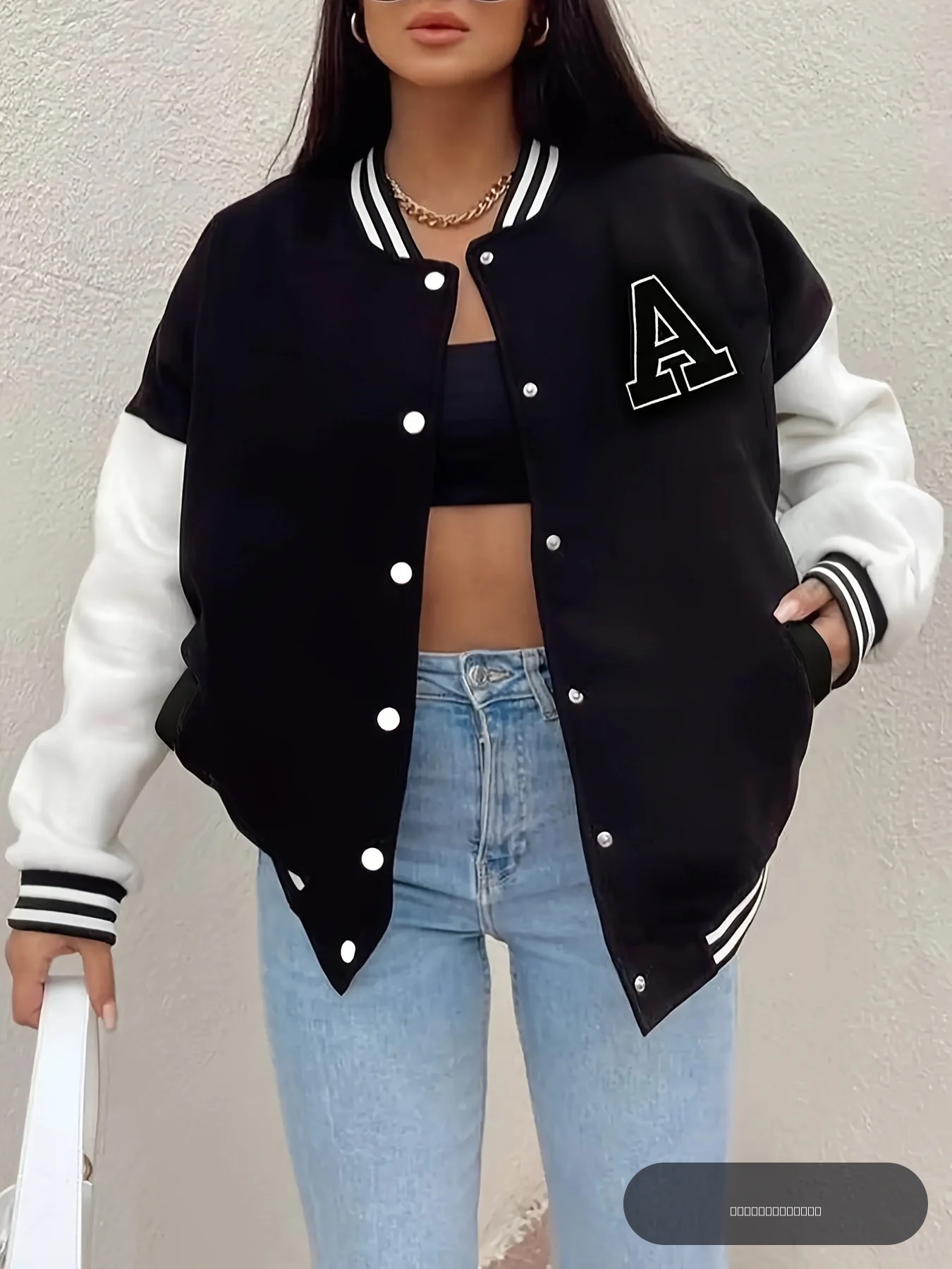 Uniforme de Baseball trapèze Simple pour femmes, à la mode, avec blocs de couleurs noir et blanc, pour un usage quotidien, vestes d'automne et d'hiver