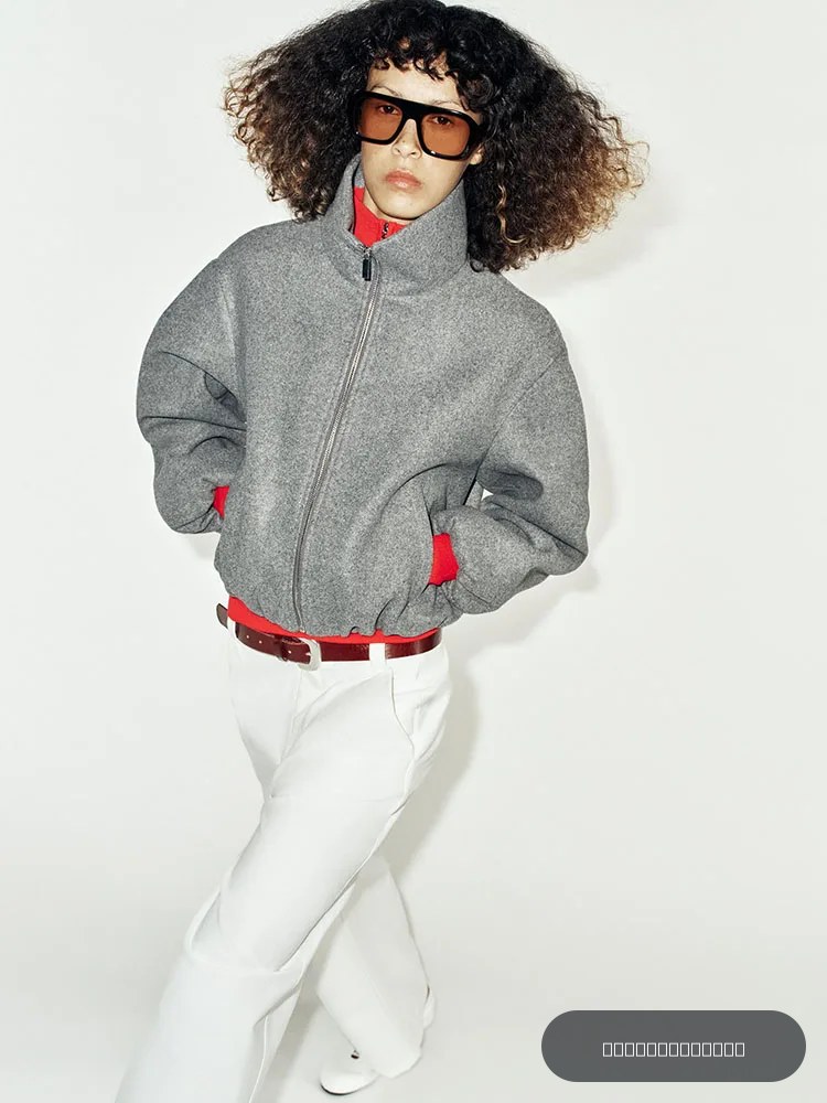 Nouvelle veste courte pour femme, style aviateur, à col montant et manches longues, douce, mode européenne, automne 2026