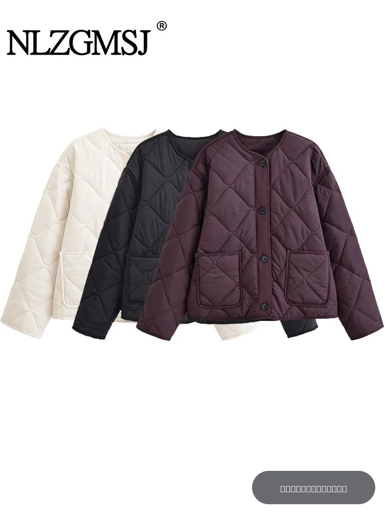 Veste décontractée pour femme automne-hiver nlzgmsj - Boutonnage simple, col rond, manches longues