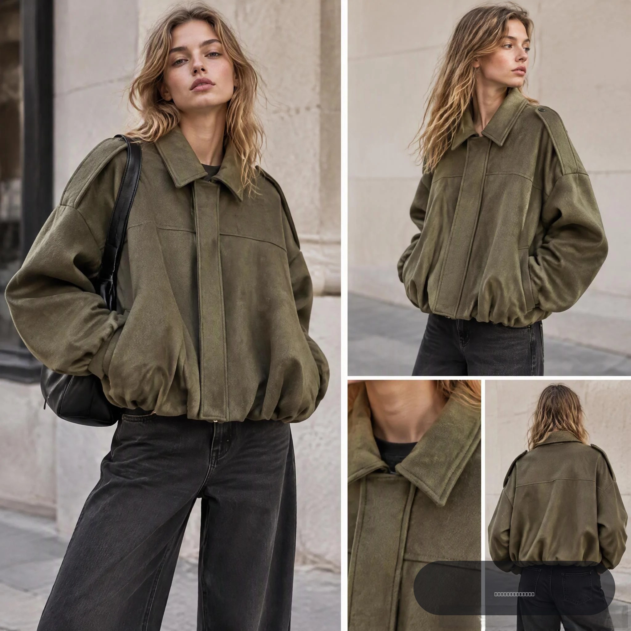 Blouson Bomber Vintage pour Femme, Coupe Ample Style Américain, Vêtement d'Extérieur Décontracté Streetwear, Blouson Zippé Automne Hiver pour Femme