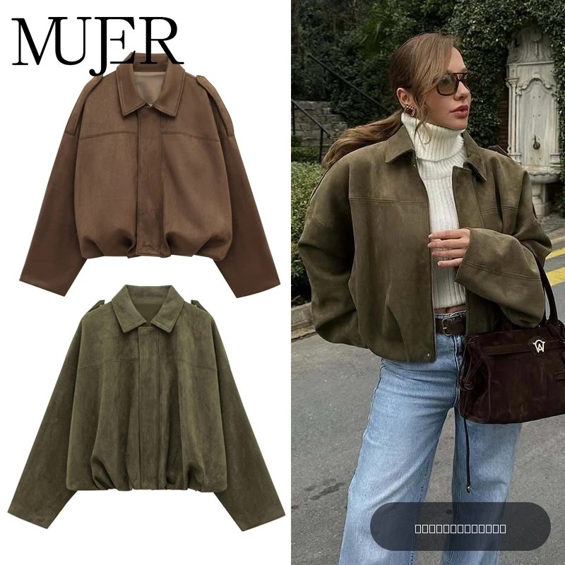 Vestes bomber en faux daim pour femme, veste oversize zippée, vêtements d'extérieur pour femme, vestes varsity rembourrées, streetwear, manteaux pour femme