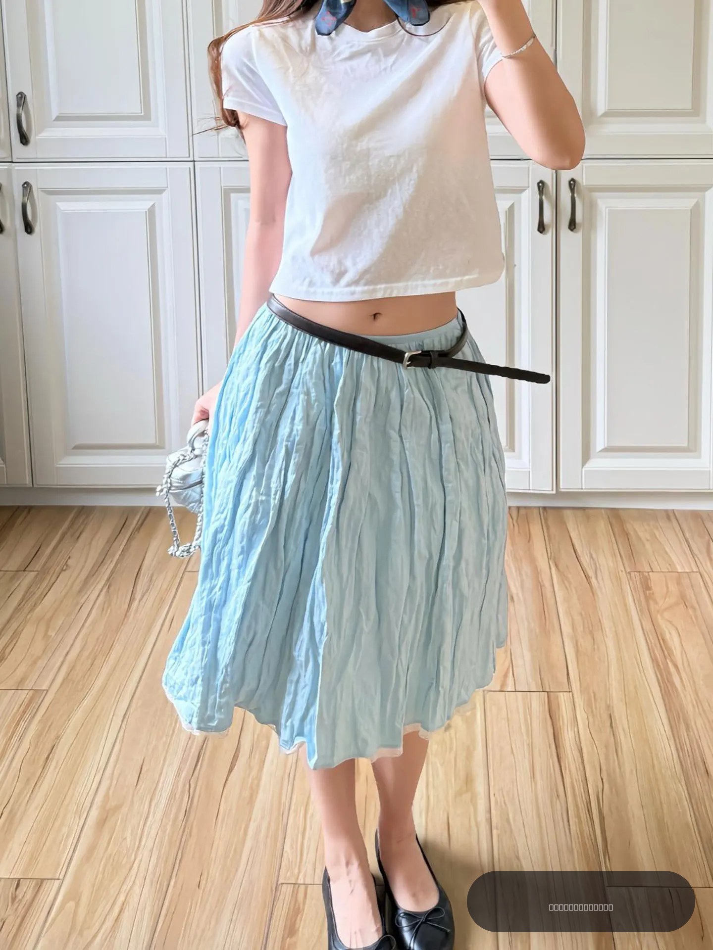 Jupe trapèze plissée à texture bleue, taille haute, coupe ajustée, nouvelle jupe mi-longue d'été de style coréen, brise douce