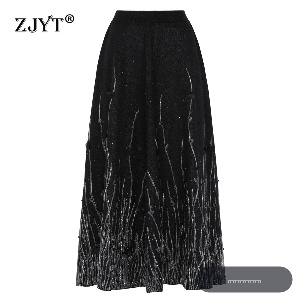 Jupes maxi en maille perlée de luxe ZJYT pour femmes, jupe longue à taille élastique, mode 2026, pour soirée, automne-hiver