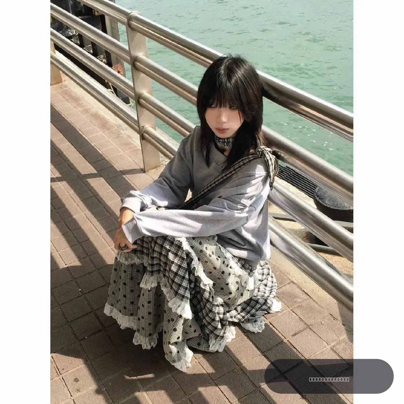 Nouvelle jupe longue trapèze multi-couches à volants, à carreaux et à pois, style japonais polyvalent pour filles, toutes saisons