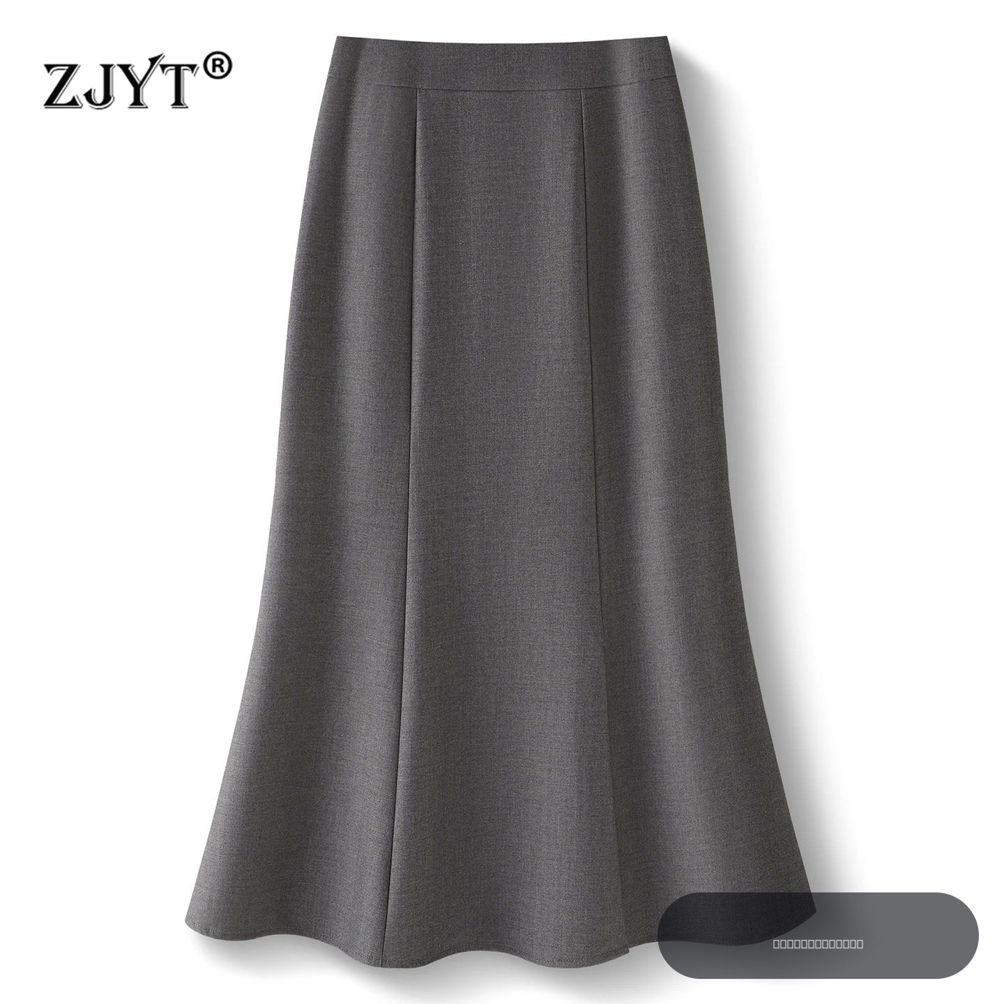 ZJYT Jupes trompette élégantes pour femmes, automne 2026, taille haute, gris uni, jupe de travail de bureau, bas pour femmes, vêtements grande taille