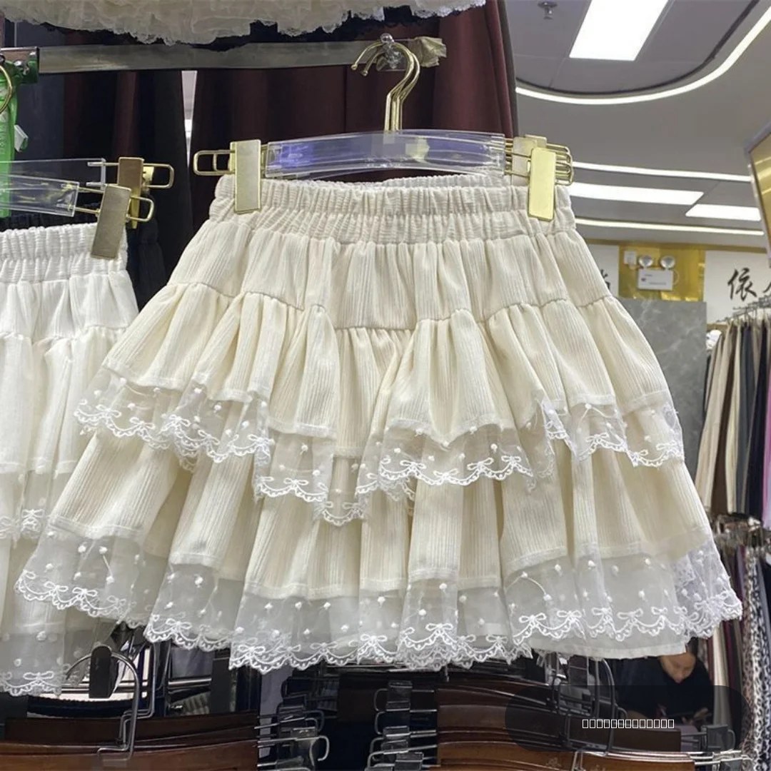 Nouvelle Mini-jupe Japonaise Y2K Mignonne à Volants, à Carreaux, Style Subculture, avec Dentelle Blanche, Effet Gâteau, Décontractée Preppy, Jupe Princesse Bouffante pour Femme