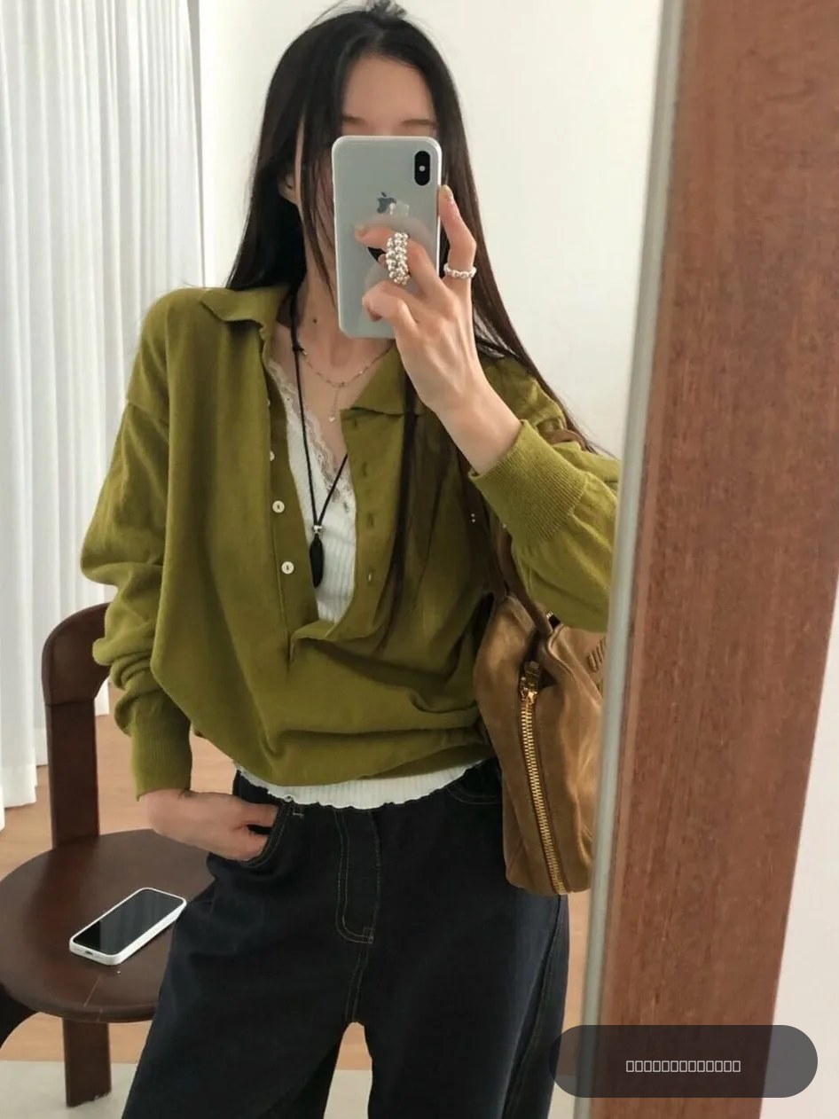 Pull en maille à manches longues et col ample de style coréen pour femme, nouveau design automne-hiver, haut unique et tendance, fibre de polyester