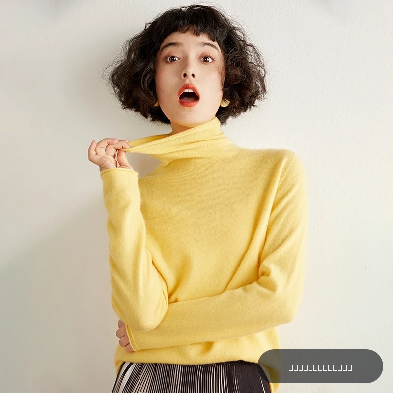 Pull en cachemire pour femme, 100% pur cachemire, col roulé, doux, solide et chaud, vêtement pour femme, nouveau