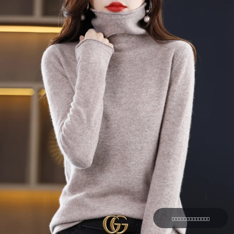 Pull en laine mérinos 100% pour femme, pull à col pileux, en cachemire, décontracté, manches longues, tricoté, mode automne hiver