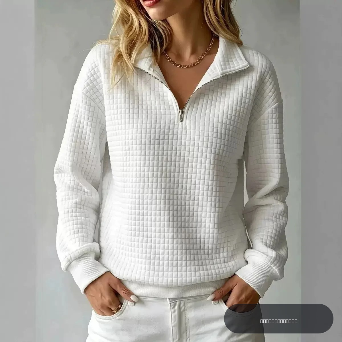 Sweat à capuche surdimensionné confortable pour femmes, motif pied-de-poule, couleur unie, fermeture éclair, manches longues, patchwork, mode automne, streetwear