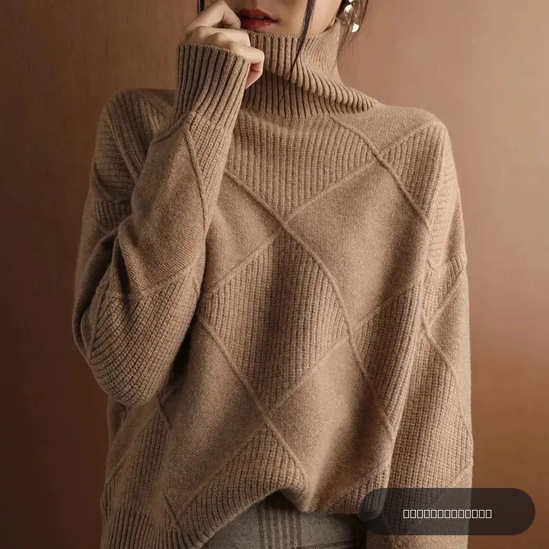 Pull épais et chaud en laine tricoté pour femme, col haut, à la mode, nouvelle collection automne et hiver, DF4845