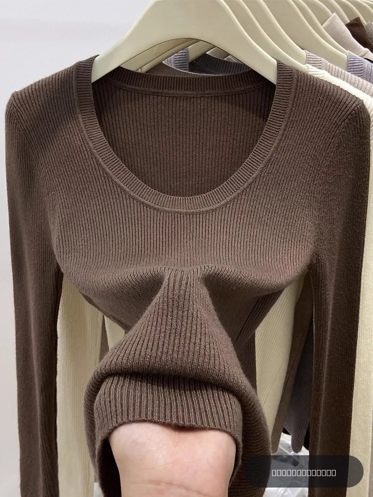 Zjaiss – pull tricoté à col rond pour femme, couleur unie, coupe cintrée, doux et chaud, couche de base simple, nouvelle collection automne-hiver 2026