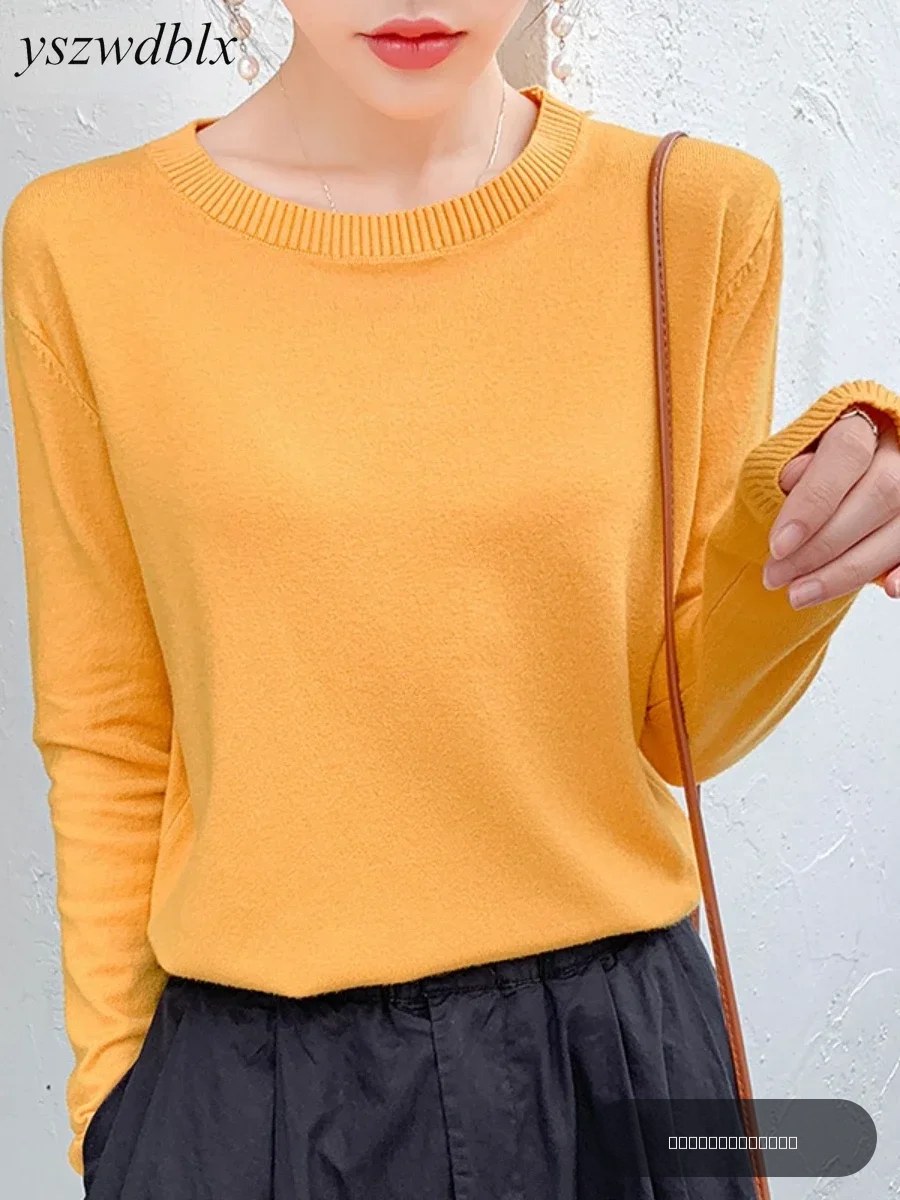 YSZWDBDLX Pull pour femmes printemps automne col rond ample en cachemire solide