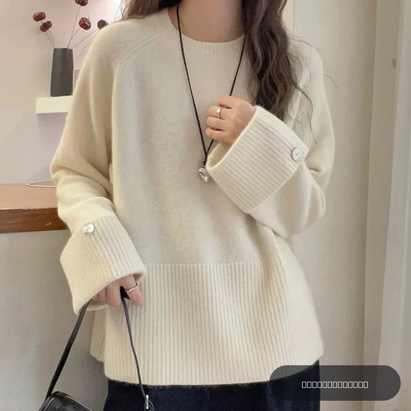 Pull européen en cachemire pour femmes, haut de gamme, ample, tricoté, pour l'automne et l'hiver, 100%