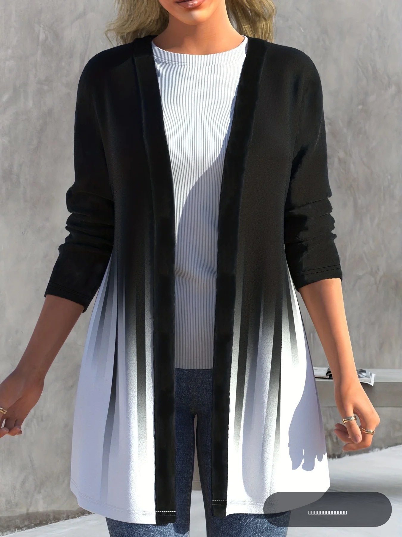 Cardigan à imprimé ombré Turnblock pour femme, ouvert sur le devant, grande taille, confortable pour toutes les saisons