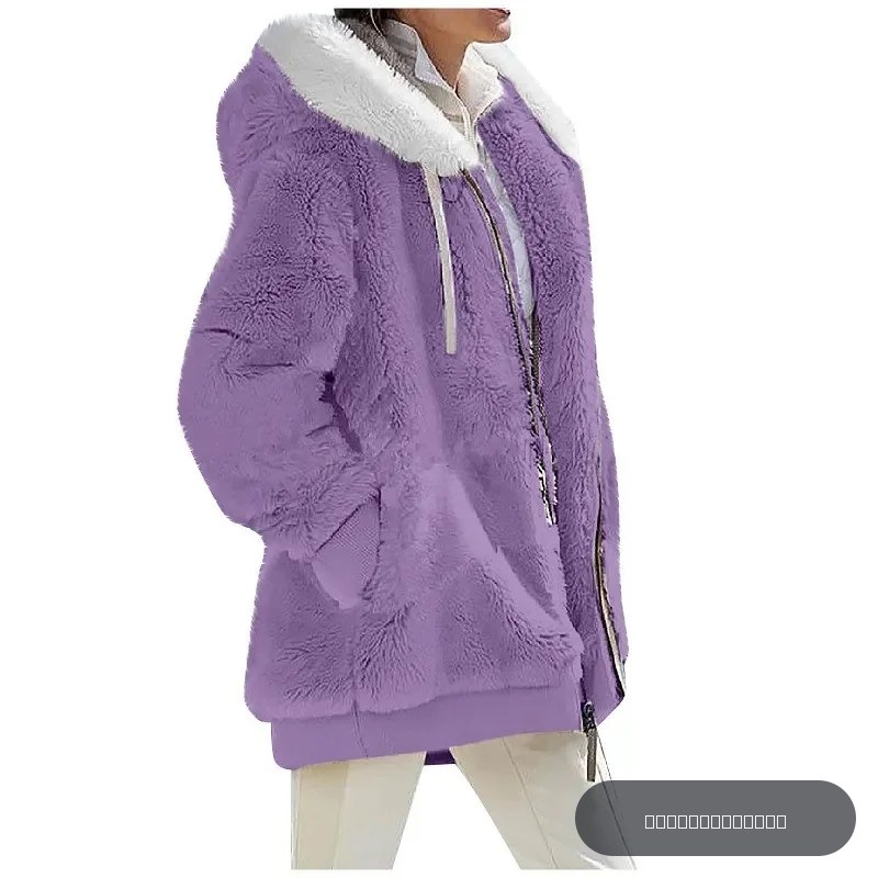 Manteau à Capuche en Cachemire pour Femme, Veste Décontractée avec Fermeture Éclair, Couleur Unie, Nouvelle Collection Automne Hiver